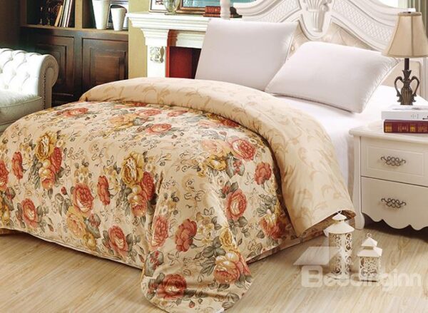Luxurious European Style Flower Reactive Print 4-Piece Duvet Cover Sets