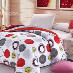 Stylish Concise Circles Print 4-Piece Cotton Duvet Cover Sets
