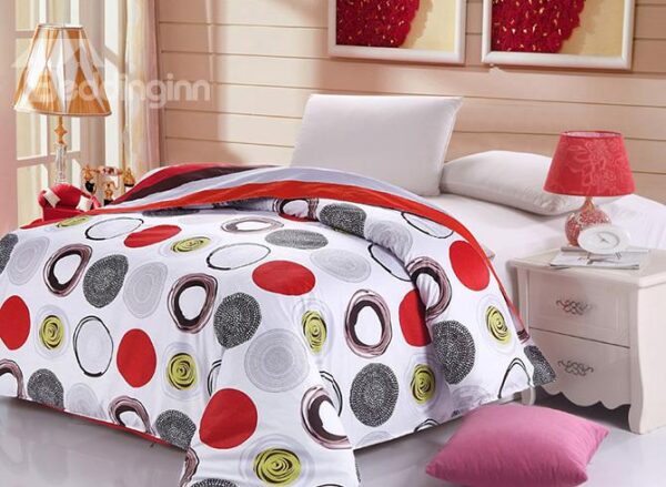 Stylish Concise Circles Print 4-Piece Cotton Duvet Cover Sets