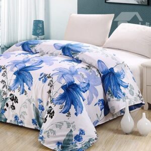Graceful Fresh Blue Floral Cotton 4-Piece Duvet Cover Sets