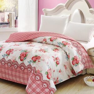Snug Red Floral Print Cotton 4-Piece Duvet Cover Sets
