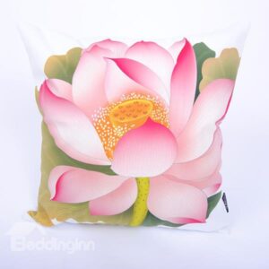 Lifelike Graceful Lotus Digital Printing Throw Pillowcase