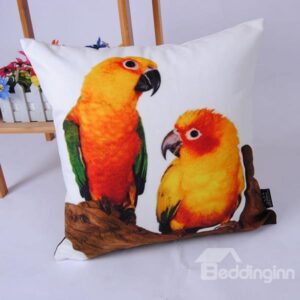 Vigorous Orange Parrot Digital Printing Throw Pillowcase
