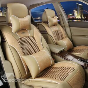 Elegant and Unique Leather Weaving Ice Silk Car Seat Covers