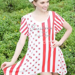 Regenerated Fibre Beading Stripes American Flag Pattern Sleepshirt