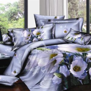 Fresh Flower Printing Noble Purple Cotton 2-Piece Pillow Cases