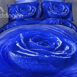 Graceful Blue Rose Comfy Cotton Flat Sheet