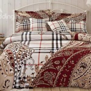 European Style Plaid Jacquard 4-Piece Duvet Cover Sets