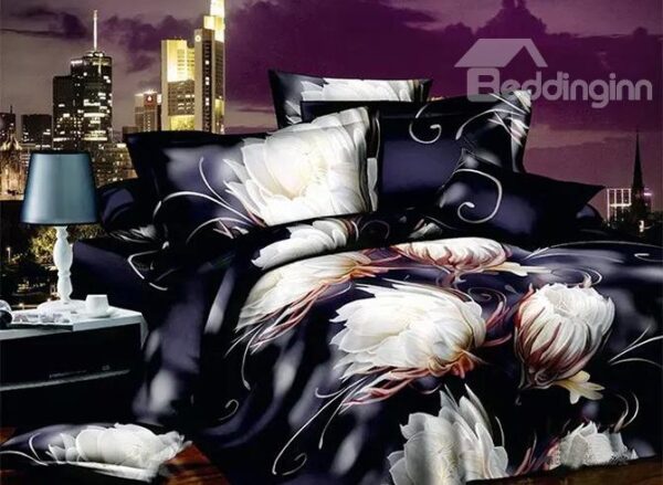 Magnificent Elegant Epiphyllum European Style 4-Piece Duvet Cover Sets