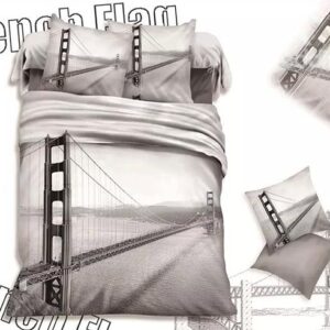 Modern Cable-Stayed Bridge Print Cotton 4-Piece Duvet Cover Sets