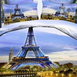 Vogue Famous Eiffel Tower Print 4-Piece Duvet Cover Sets