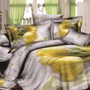 European Contracted Style Tulip Print 4-Piece Duvet Cover Sets