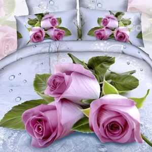 Fancy Roses Water Drop Cotton 4-Piece Duvet Cover Sets