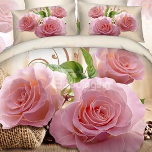 Exotic Fragrant Pink Flowers 4-Piece Duvet Cover Sets