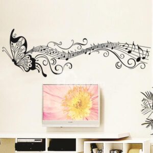 Gorgeous Flying Butterfly and Musical Notes Wall Sticker