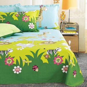 Giraffe and Zebra Pattern 4-Piece Purified Cotton Kids Duvet Cover Sets