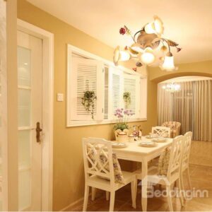 Gorgeous 4-Head Magnolia Flower with Roses Decoration Pendant Light