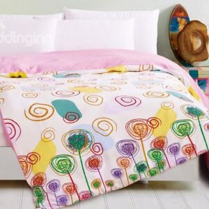 Creative Lightful Colorful Plant Print 4-Piece Duvet Cover Sets