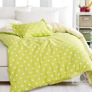 Fresh Green Polka Dot Contracted Style 4-Piece Duvet Cover Sets