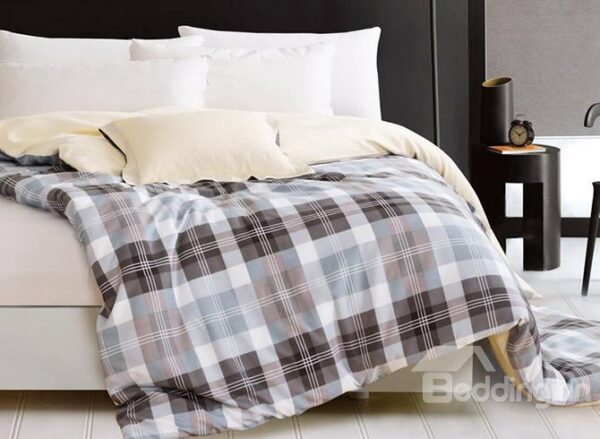 Stylish Modern European Plaid Style 4-Piece Duvet Cover Sets