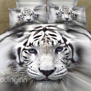 Vigorous Powerful White Tiger Printing Flat Sheet