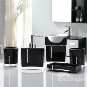 Concise Elegant Pure Color Jewel-Encrusted Bath Ensembles