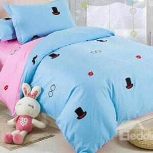 Lovely Hats and Glasses Pattern 3-Piece Organic Cotton Kids Duvet Cover Sets
