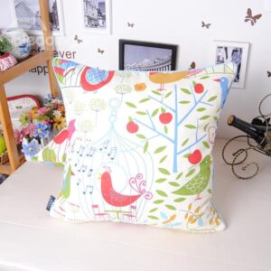 Graceful Rural Style Birds Tree Printing Throw Pillowcase