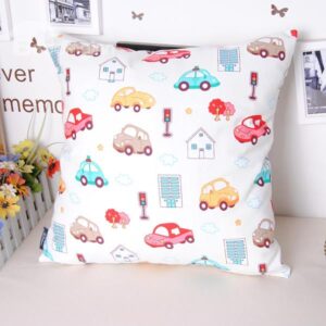 Cute Colorful Cats Printing White Throw Pillowcase