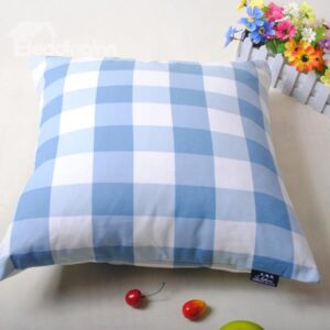 Elegant Blue White Checks Super Cozy Throw Pillowcase