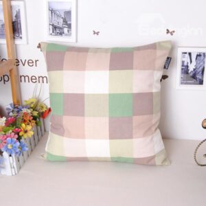 High Quality Modern Plaid Design Cotton Throw Pillowcase