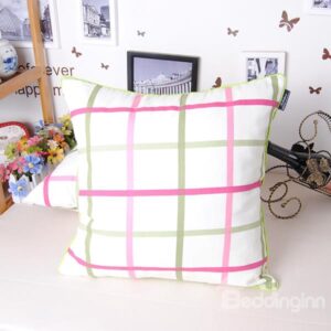 Contracted Modern Style Adorable Plaid Cotton Throw Pillowcase