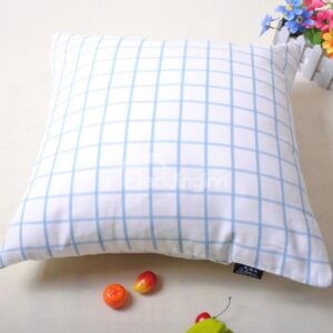Simple Exquisite Plaid Design White Throw Pillowcase