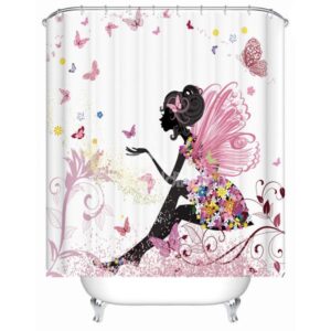 Dreamlike Charming Butterfly Girl Bathroom Shower Curtain