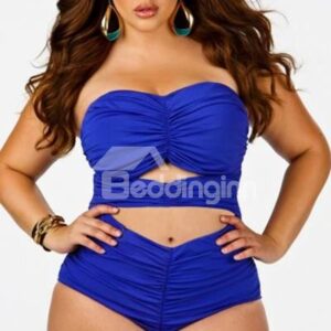 Unique Cut Out Blue Color Plus Size Bikini