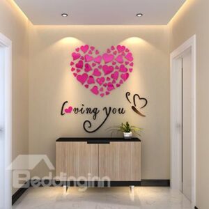 Romantic Heart and Butterfly Loving You Acrylic 3D Wall Sticker