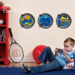 Amazing Seaworld Through Portholes 3D Wall Sticker