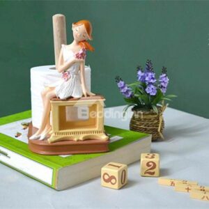 Lovely Girl with Calendar Resin Toilet Paper Holder