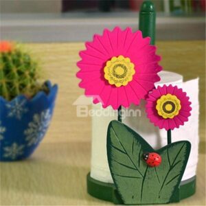 Cute Colorful Sunflower Wooden Toilet Paper Holder
