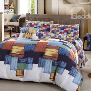 Chic Colorful Plaid Printing 4-Piece Duvet Cover Sets