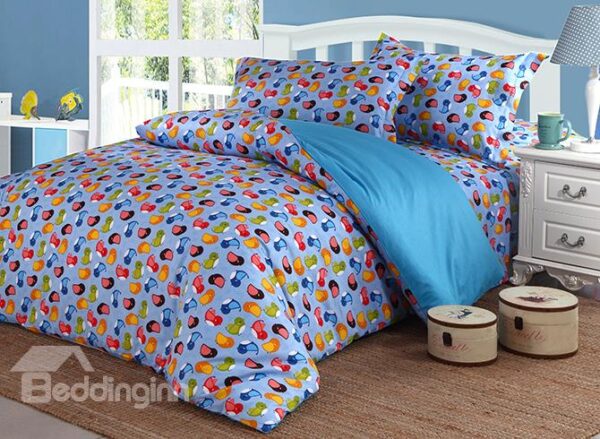 Bright Colorful Birds Pattern Organic Cotton 4-Piece Duvet Cover Sets