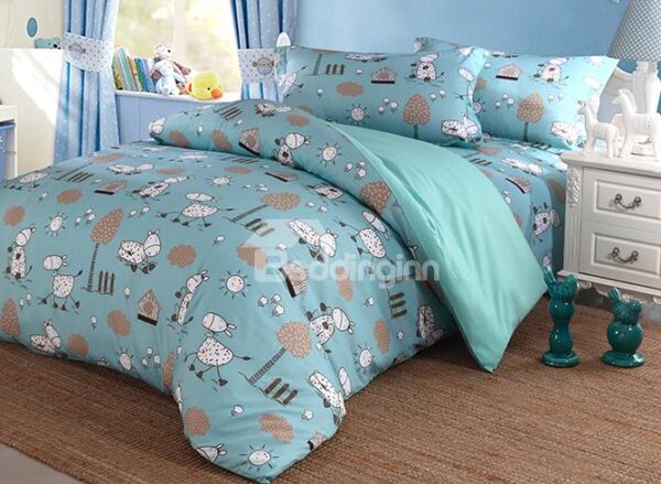 Lovely Pony Pattern 100% Cotton 4-Piece Duvet Cover Sets