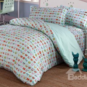 Super Lovely Animal Faces Pattern Cotton 4-Piece Duvet Cover Sets
