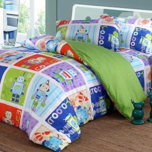 Cool Robot Pattern 4-Piece 100% Cotton Duvet Cover Sets