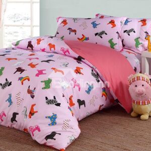 Lovely Little Unicorn Pattern Cotton Kids 4-Piece Duvet Cover Sets