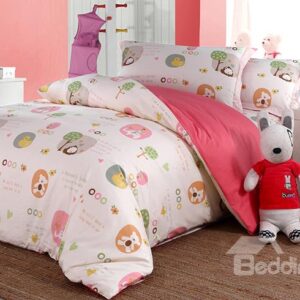 Lovely Bear and Duck Pattern Organic Cotton 4-Piece Duvet Cover Sets