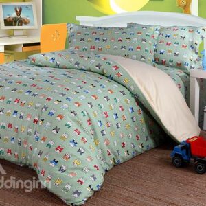 Super Cute Colorful Rabbits 4-Piece Cotton Duvet Cover Sets