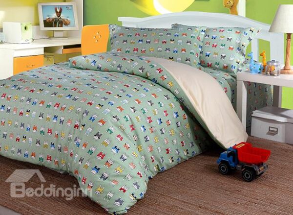 Super Cute Colorful Rabbits 4-Piece Cotton Duvet Cover Sets