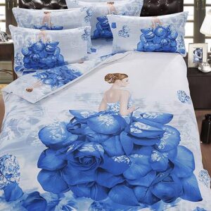 Artistic Floral Girl Cotton 5-Piece Comforter Sets