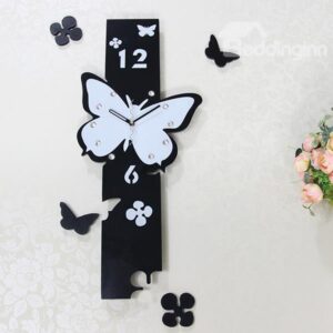 Gorgeous Fashionable 2-Color Butterfly Diamond Mute Wall Clock